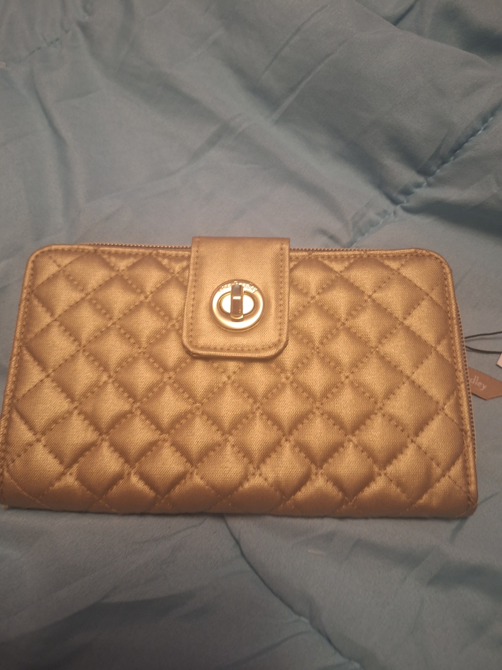 NWT Vera Bradley Quilted Metallic Gold Wallet with Turn-Lock
